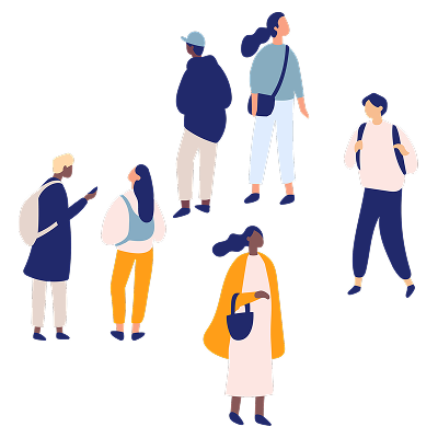 Illustration of a diverse group of people standing together